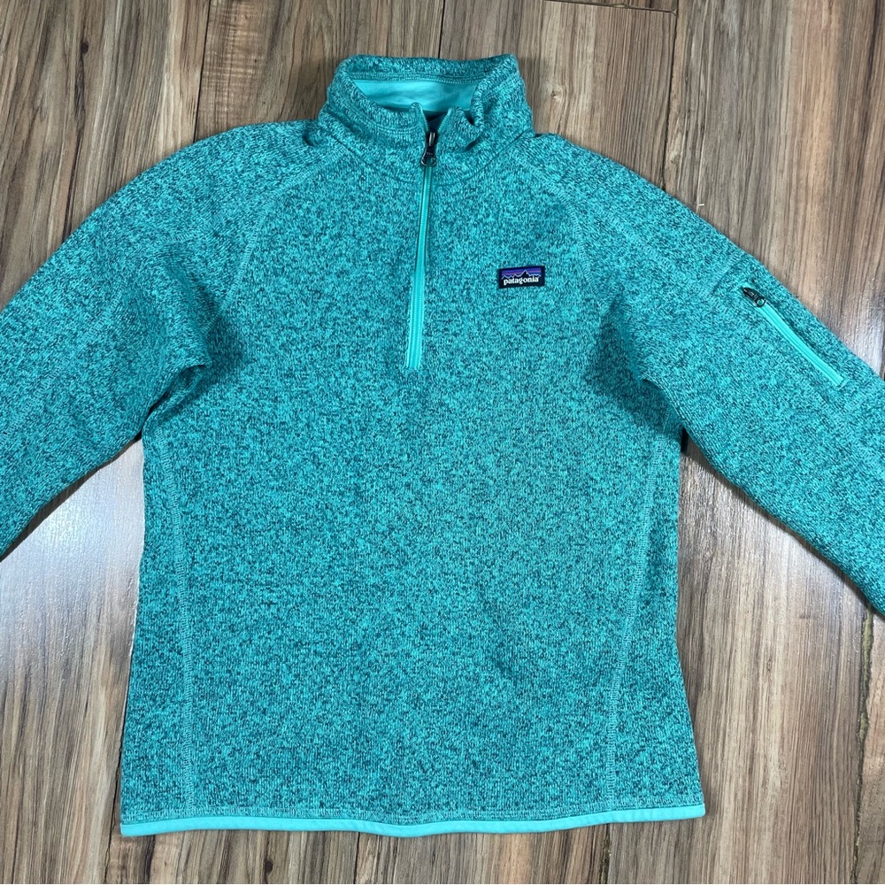 Patagonia Girl’s Better Sweater 1/4 Zip Half Zip Vjosa Green Size XXL 16-18